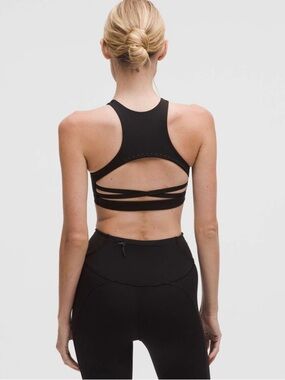 EUC Lululemon Nulux Strappy-Back Sports Bra - Black - Size Large